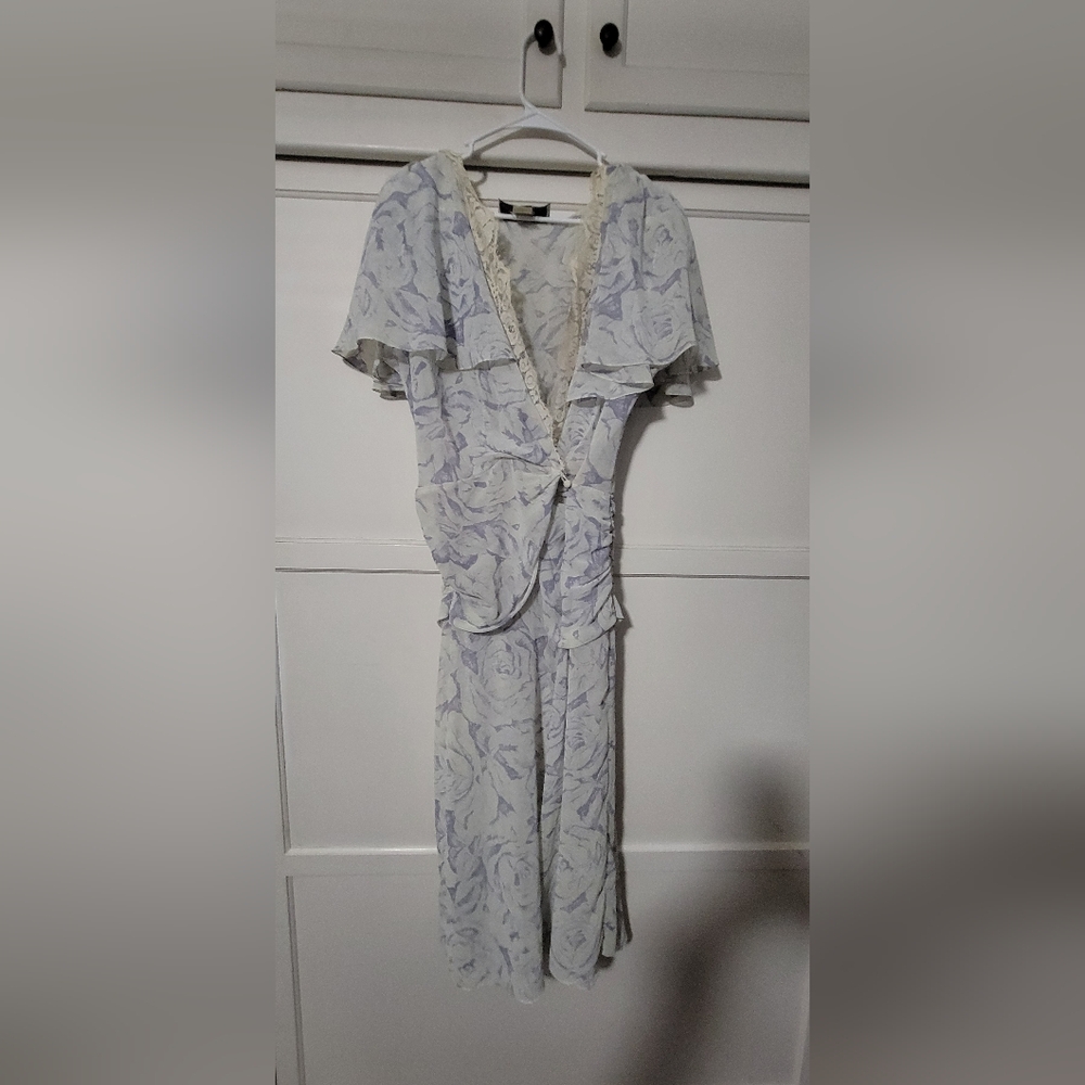 Vintage Polyester Floral Print Dress with Button Detail Size Small